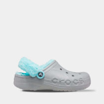 Crocs Baya Lined Fuzz-Strap Grey/Ice Blue арт. 206633 / Сабо Крокс Бая Фузз-Стреп з хутром